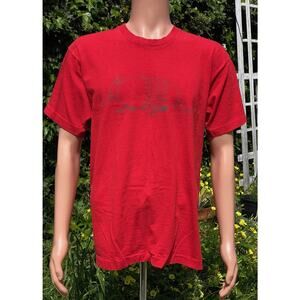 Vintage 80s Fruit Of The Loom Mens T-Shirt Size XL Armadillo Graphic Red